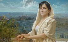 Anfilova E. / Portrait of Olga Zhukova on the background of Jerusalem / canvas / oil / 2004