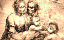 Selivanov V. / Copy from cardboard of Leonardo da Vinci "St. Anna with Mary and the Infant Christ" / sepia / 1995