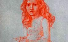 Anfilova E. / Sketch of Masha's portrait / red chalk / 2015