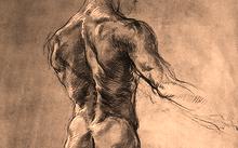 Анфилова Е. / Мужская модель со спины / сепия / 1996